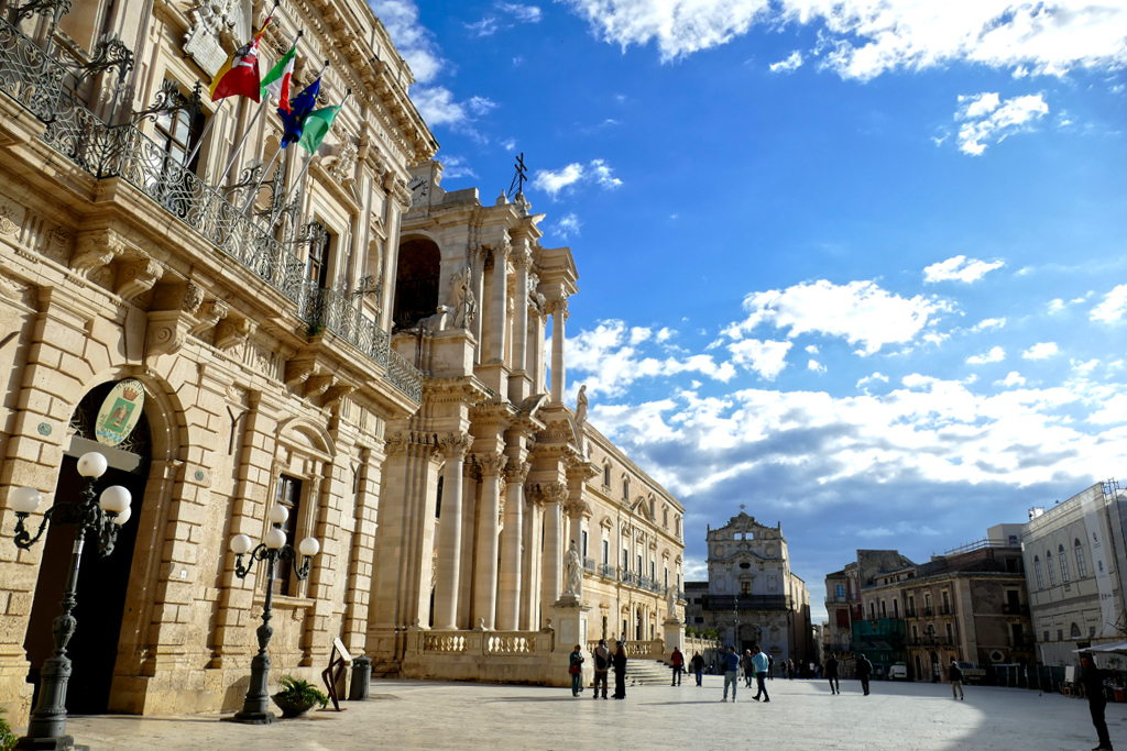 Piazza del Duomo on the Ortigia peninsula of Syracuse.