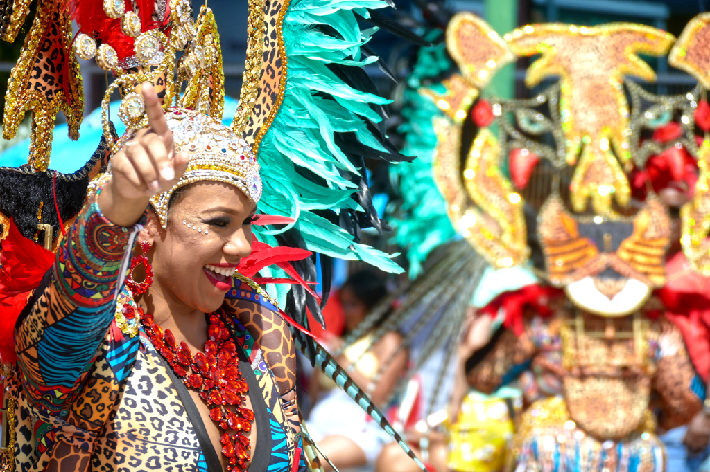 Lady celebrating the carnival in Aruba.