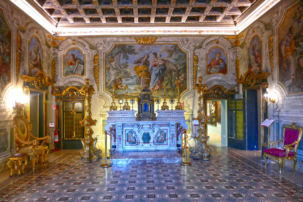 Lavishly decorated room at the Museo Diocesano in Palermo.