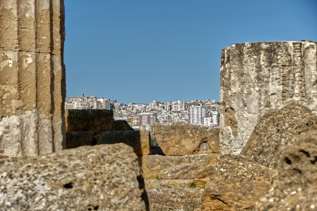 View of Agrigento on a day trip to the Temples of Agrigento and the Villa Romana 