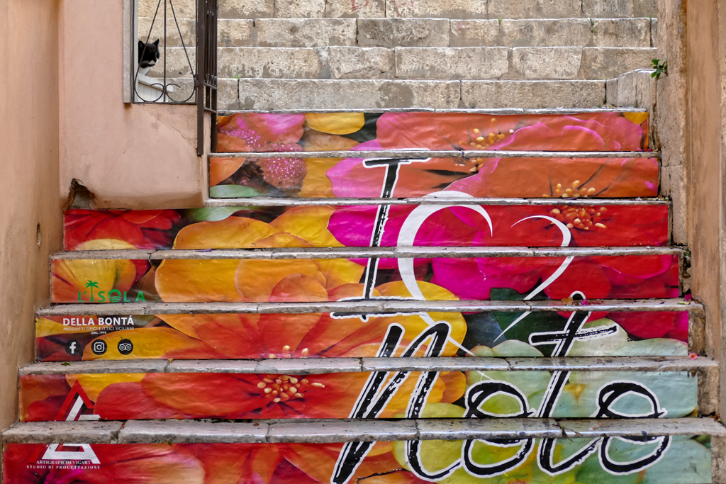 Painted stairs in Noto