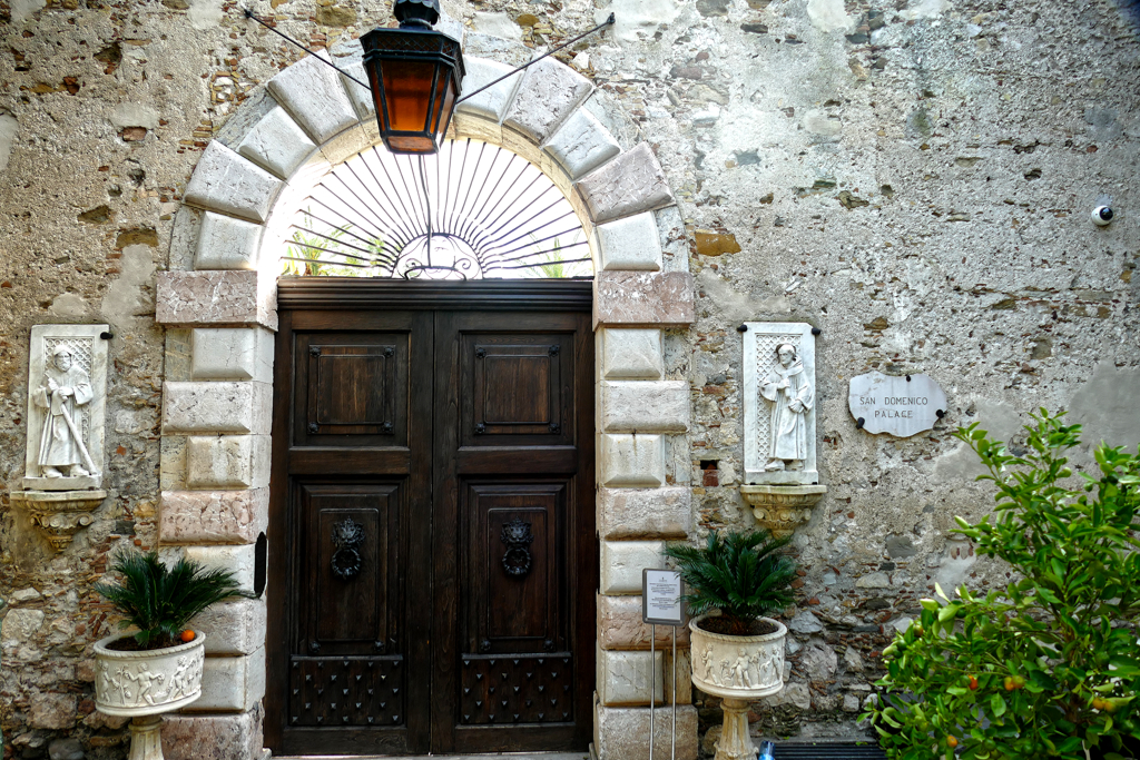 Entrance to the San Domenico Palace in Taormina.