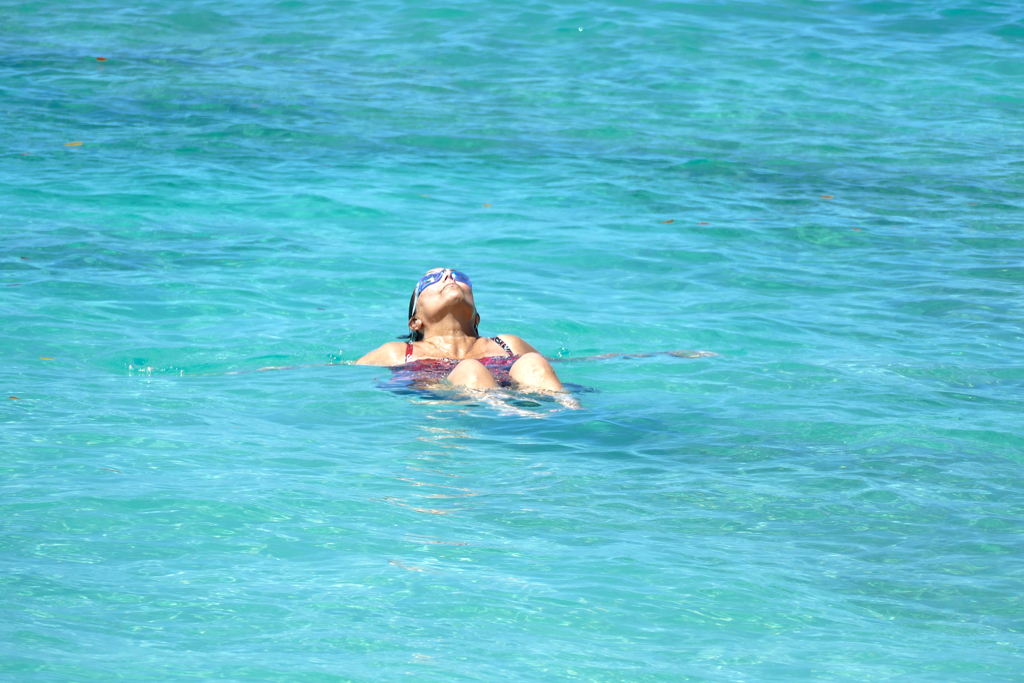 Woman floating at Heywoods Beach