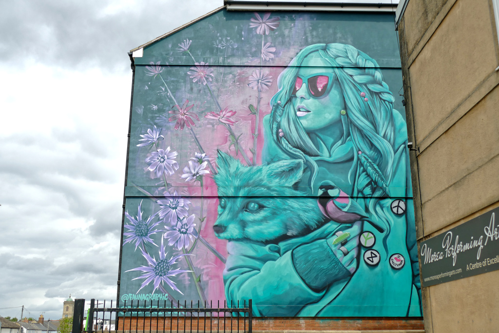 Mural by Rocket01 and Faunagraphic in Cheltenham.