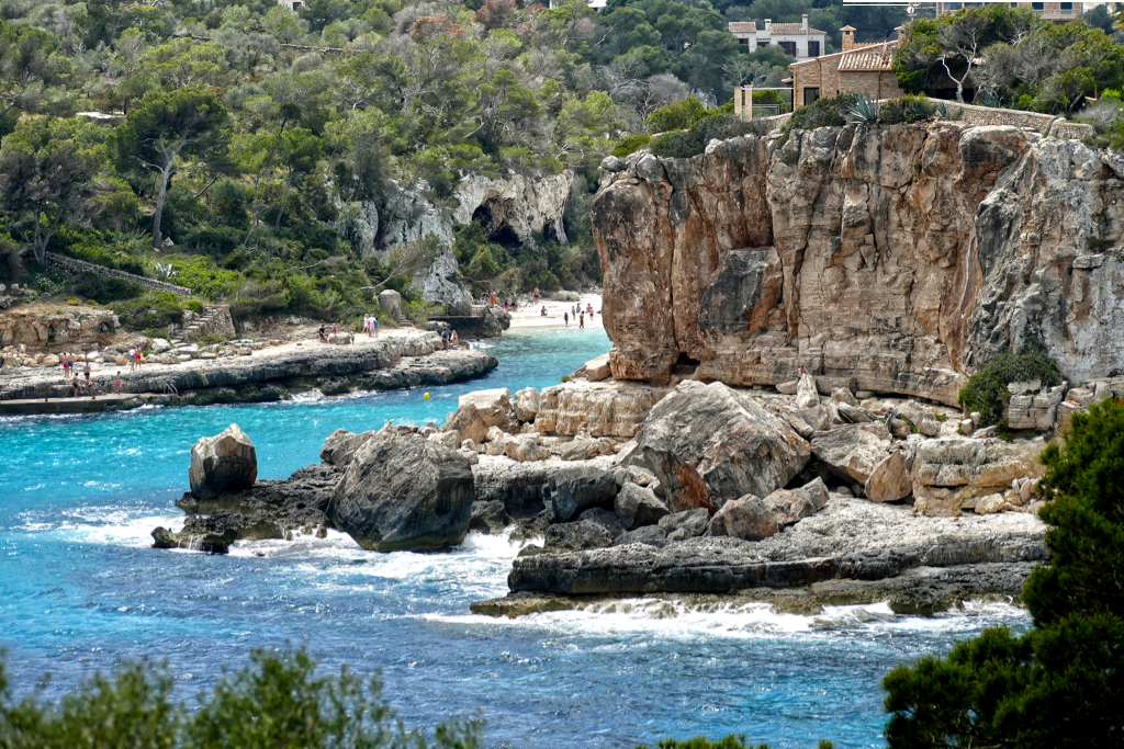 View of the beach of Cala Llombards in Mallorca.