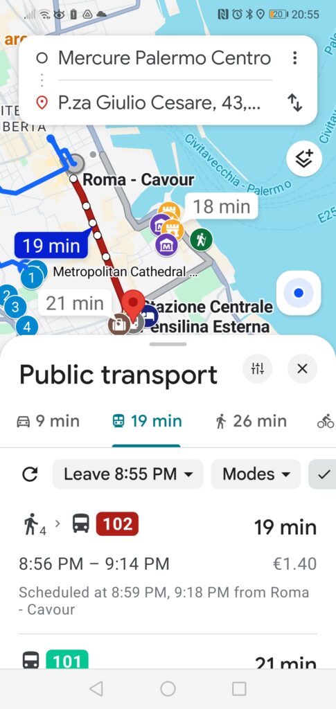 Getting directions on Google Maps