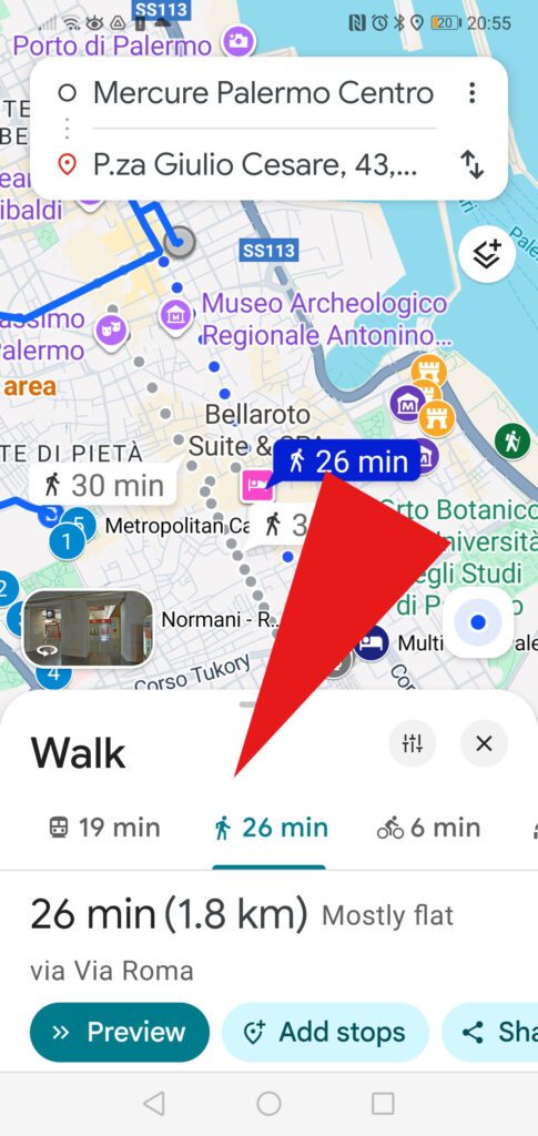 Getting directions on Google Maps