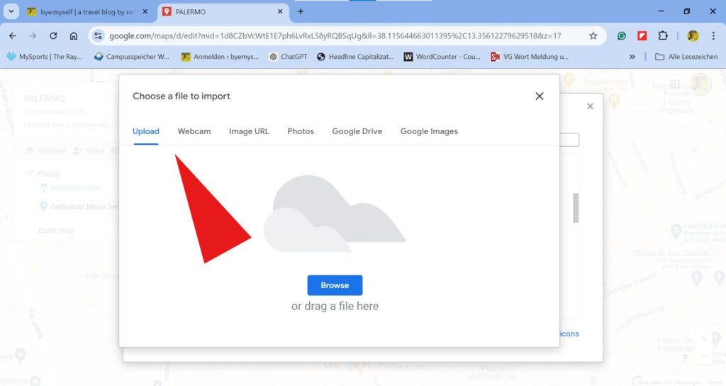 Choosing a photo for upload