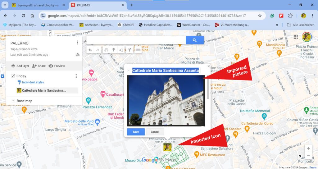imported photos into MyMaps