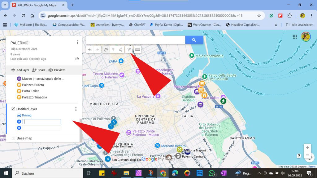 sketching a route in MyMaps