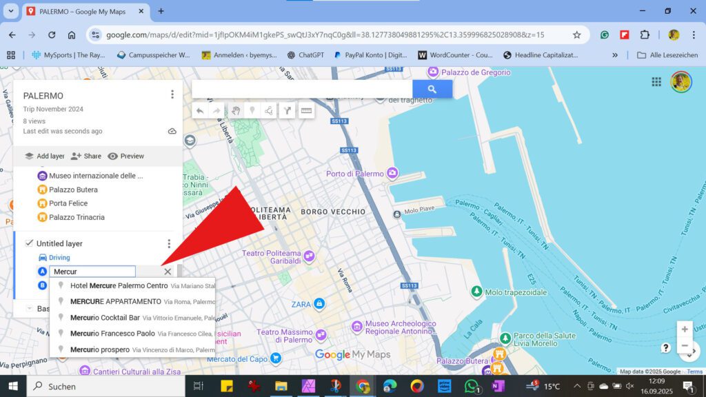 sketching a route in MyMaps