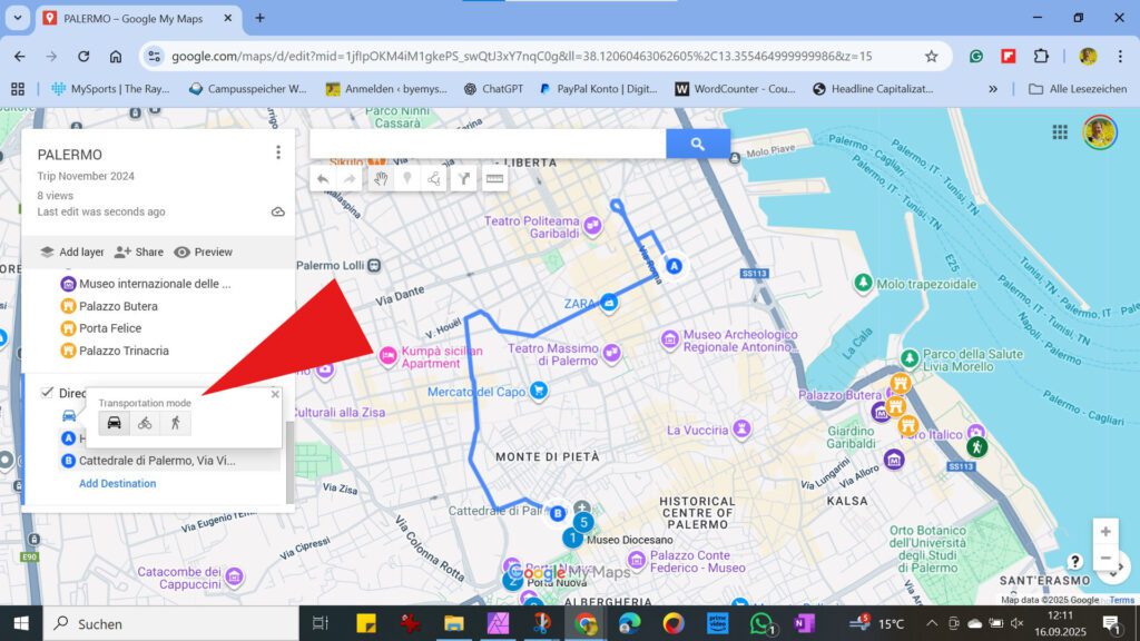 sketching a route in MyMaps