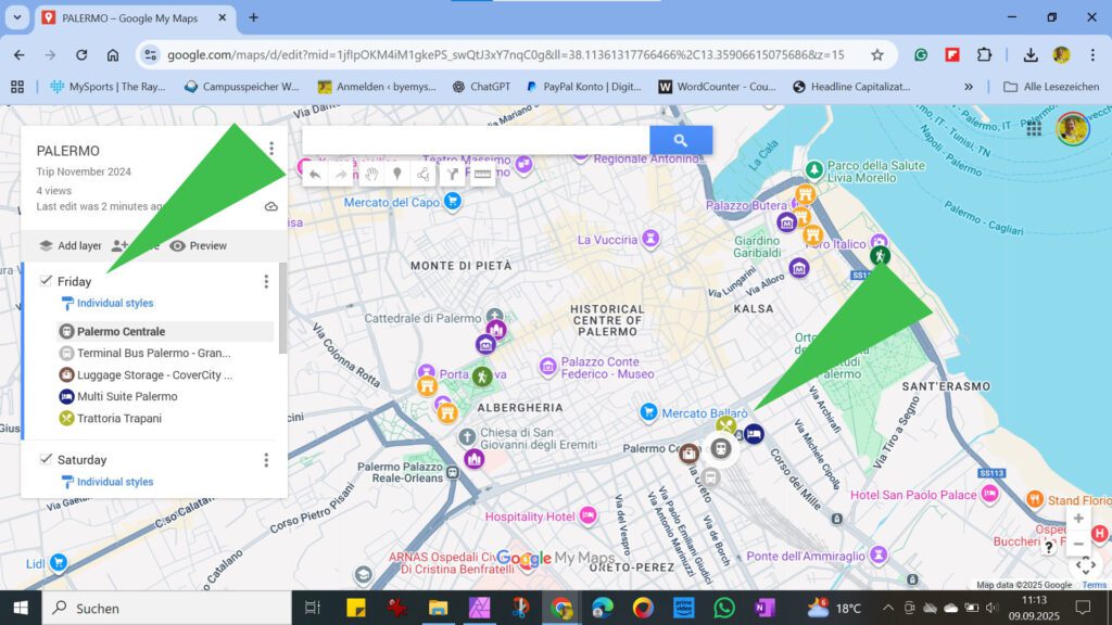 Travel Planning Google MyMaps