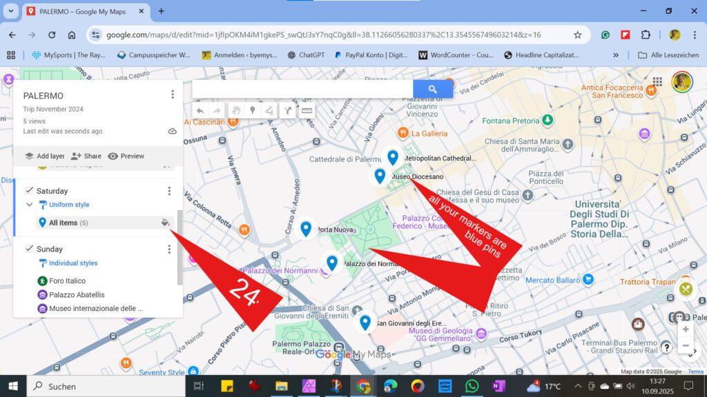 change all markers at ones in MyMaps