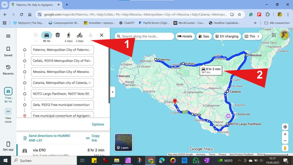 Map of Sicily for travel planning