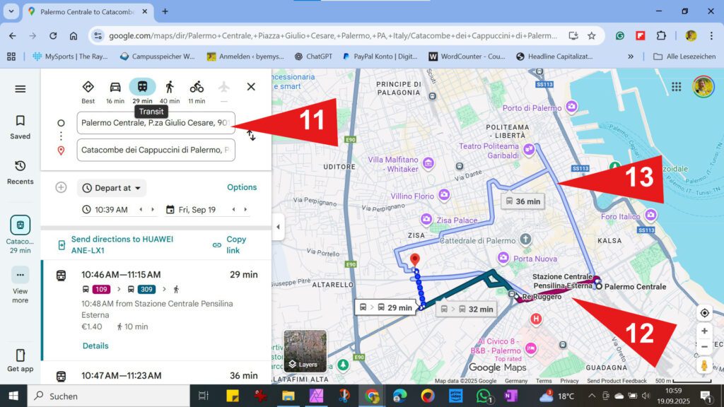 Map of Palermo for travel planning