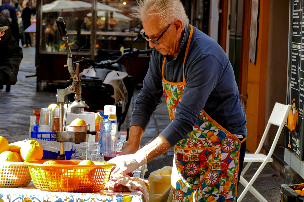 Juice vendor in Catania.