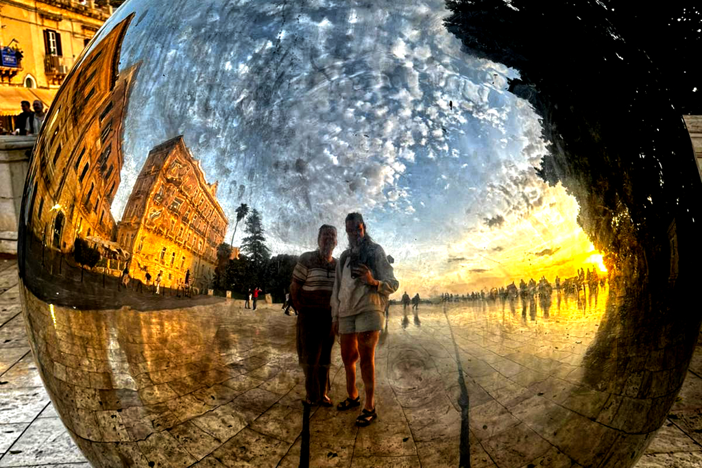 Renata and Mimi Green at the Belvedere Largo Aretusa in Syracuse.