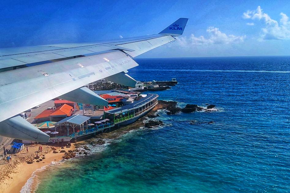 Arrival by plane in Sint Maarten.