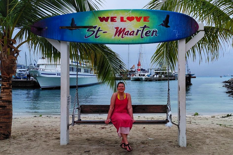 Renata Green on a swing in Philipsburg Sint Maarten