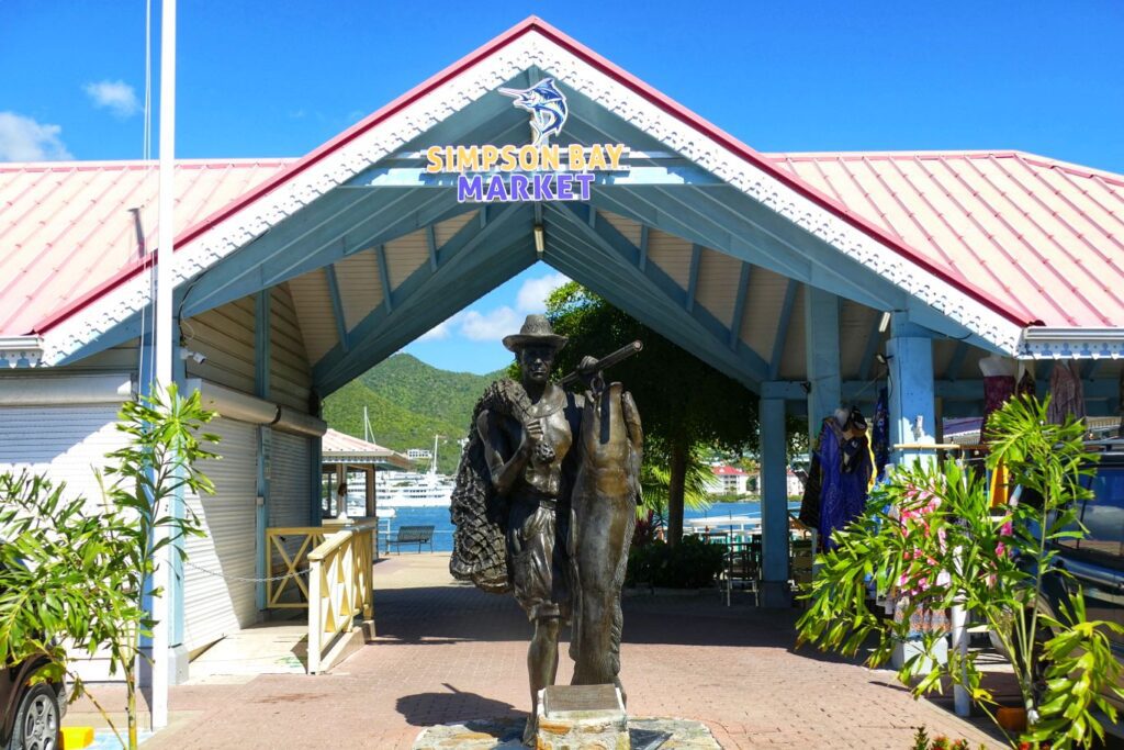 Sculpture of a fisherman in Simpson Bay Sint Maarten.