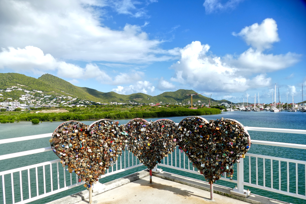 View of Cole Bay from Simpson Bay Bridge in Saint Martin.