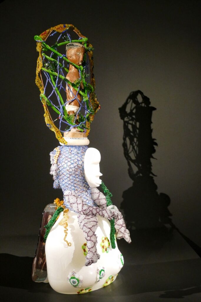 Glass object by Joyce J Scott.