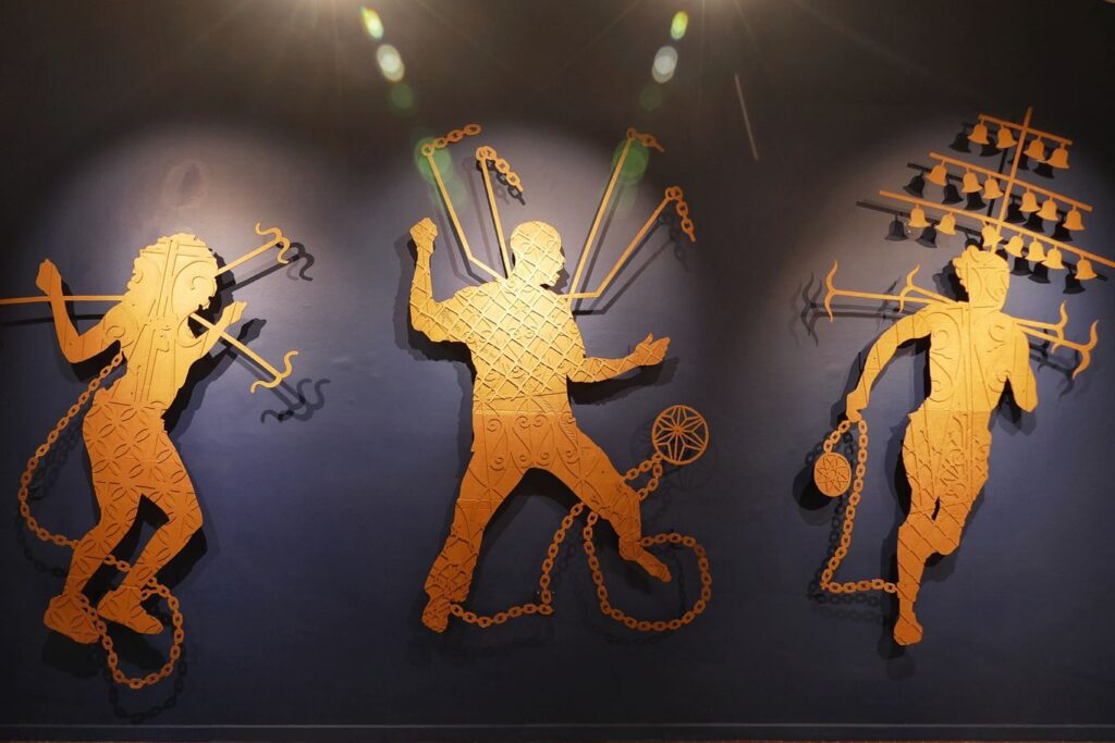 Cardboard sculptures from the Bahamas. 