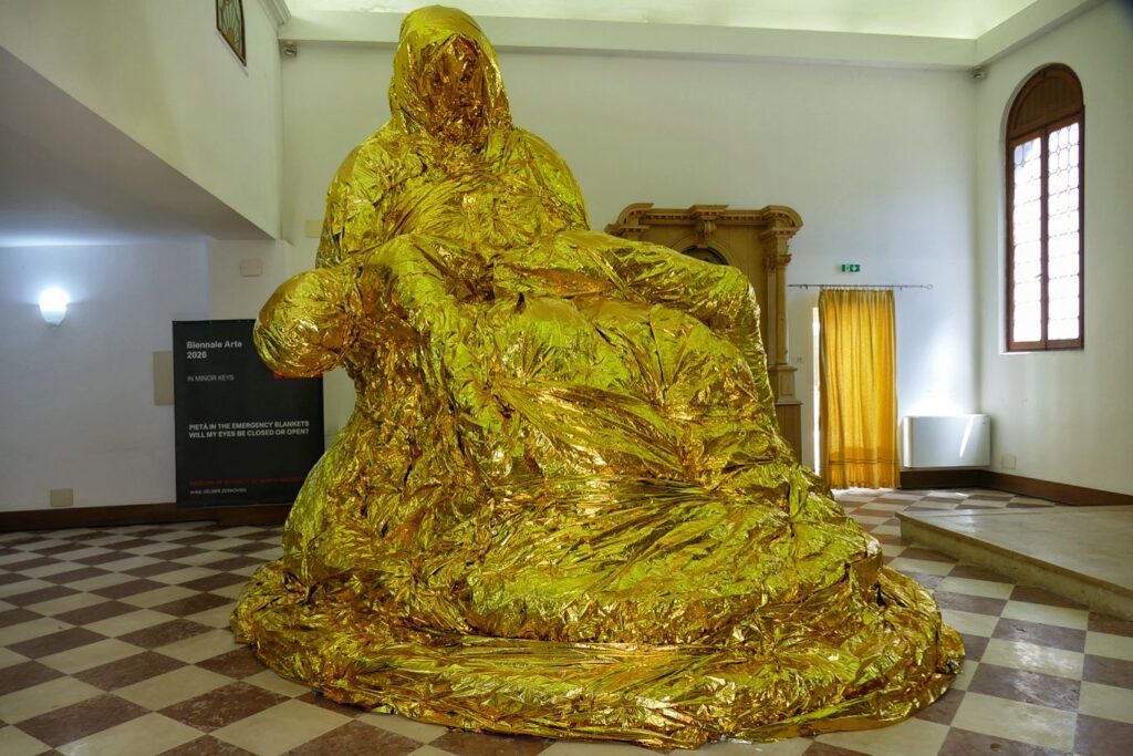Golden Pieta from North Macedonia at the Biennale di Arte. 