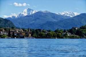 View of lake como and the Alps.