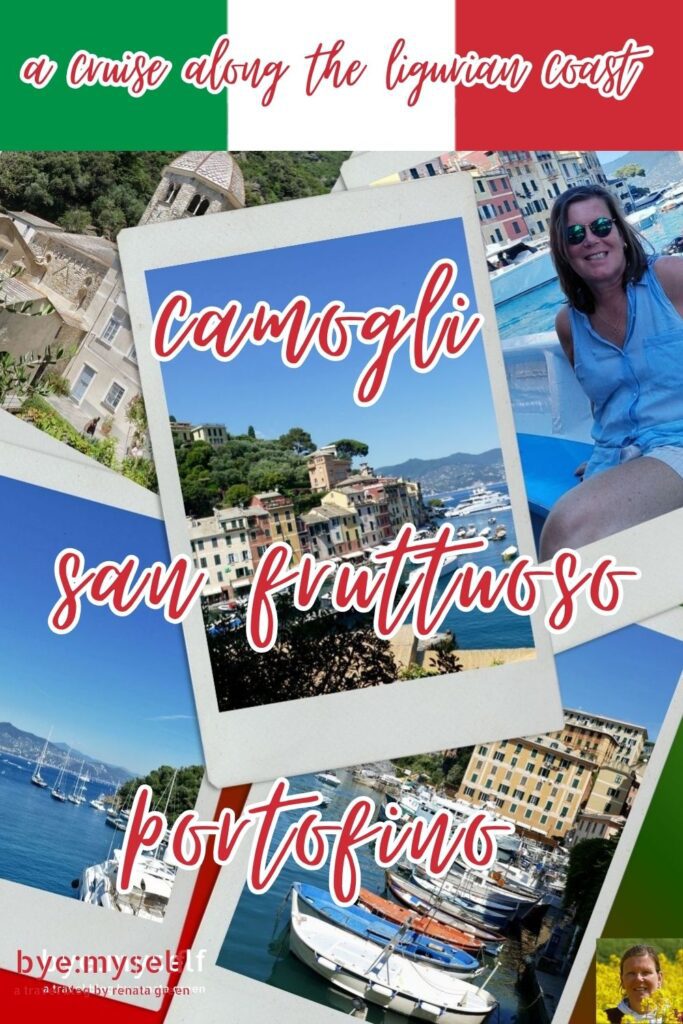 On a day trip from Genoa, a cruise takes you past rugged cliffs and pastel-colored villages to three gems of the Ligurian coast: Camogli, San Fruttuoso, and Portofino. #italy #liguria #genoa #camoli #sanfruttuoso #portofino #cruise #daytrip #boattrip #byemyself