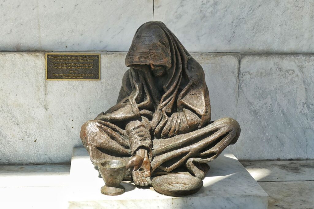 Sculpture Whatsoever You Do by Canadian artist Timothy P. Schmalz.