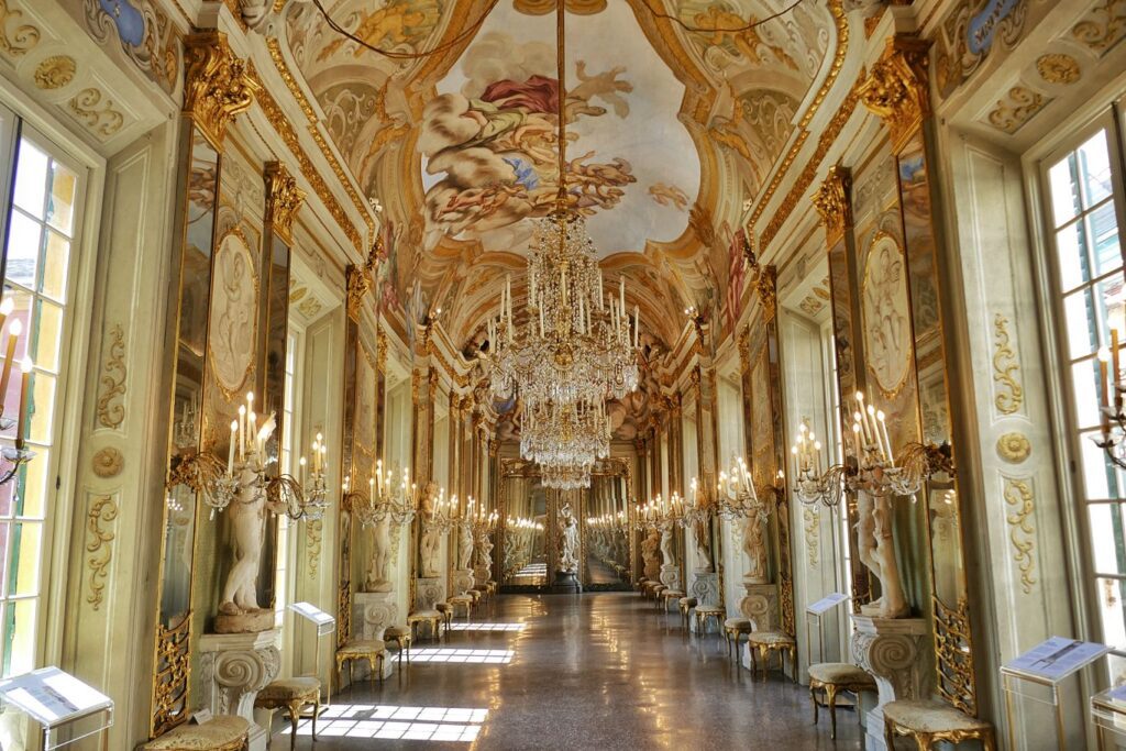 The Hall of Mirrors at the Palazzo Reale in Genoa.