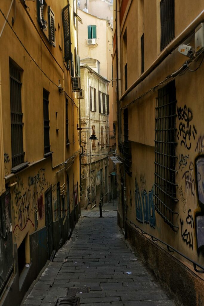 Alley in the Caruggi of Genoa. 