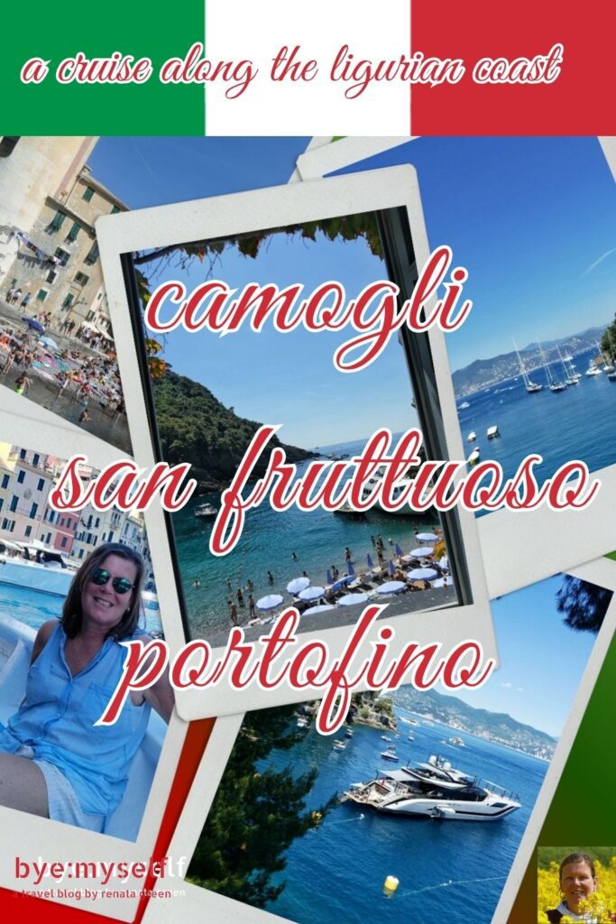 On a day trip from Genoa, a cruise takes you past rugged cliffs and pastel-colored villages to three gems of the Ligurian coast: Camogli, San Fruttuoso, and Portofino. #italy #liguria #genoa #camoli #sanfruttuoso #portofino #cruise #daytrip #boattrip #byemyself