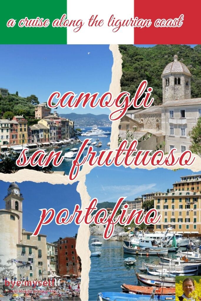 On a day trip from Genoa, a cruise takes you past rugged cliffs and pastel-colored villages to three gems of the Ligurian coast: Camogli, San Fruttuoso, and Portofino. #italy #liguria #genoa #camoli #sanfruttuoso #portofino #cruise #daytrip #boattrip #byemyself