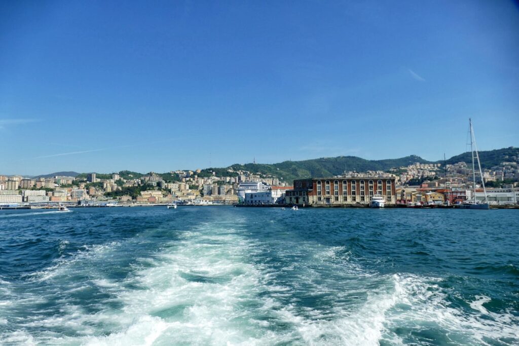 Leaving Genoa by ferry along the Ligurian Coast