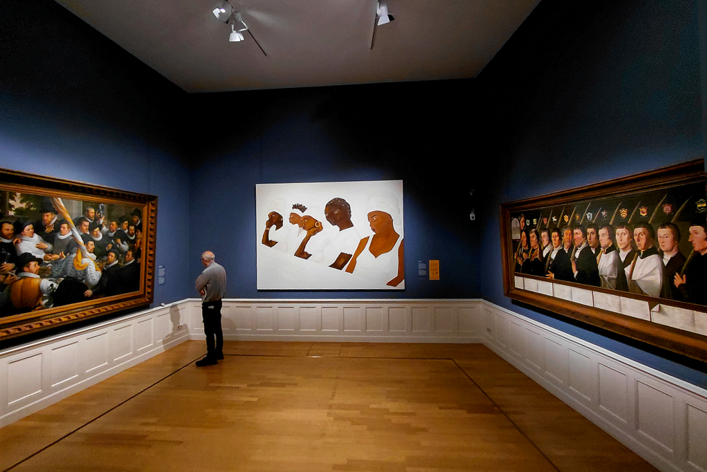 Three paintings at the Frans Hals Museum in Haarlem.