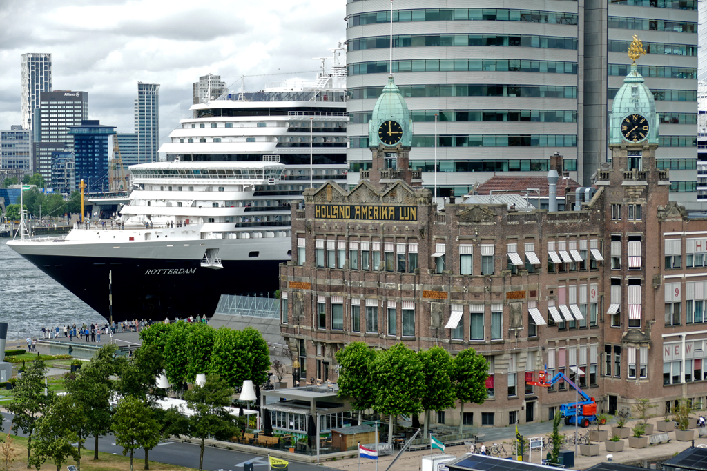 Port of Rotterdam with the MS Rotterdam departing.