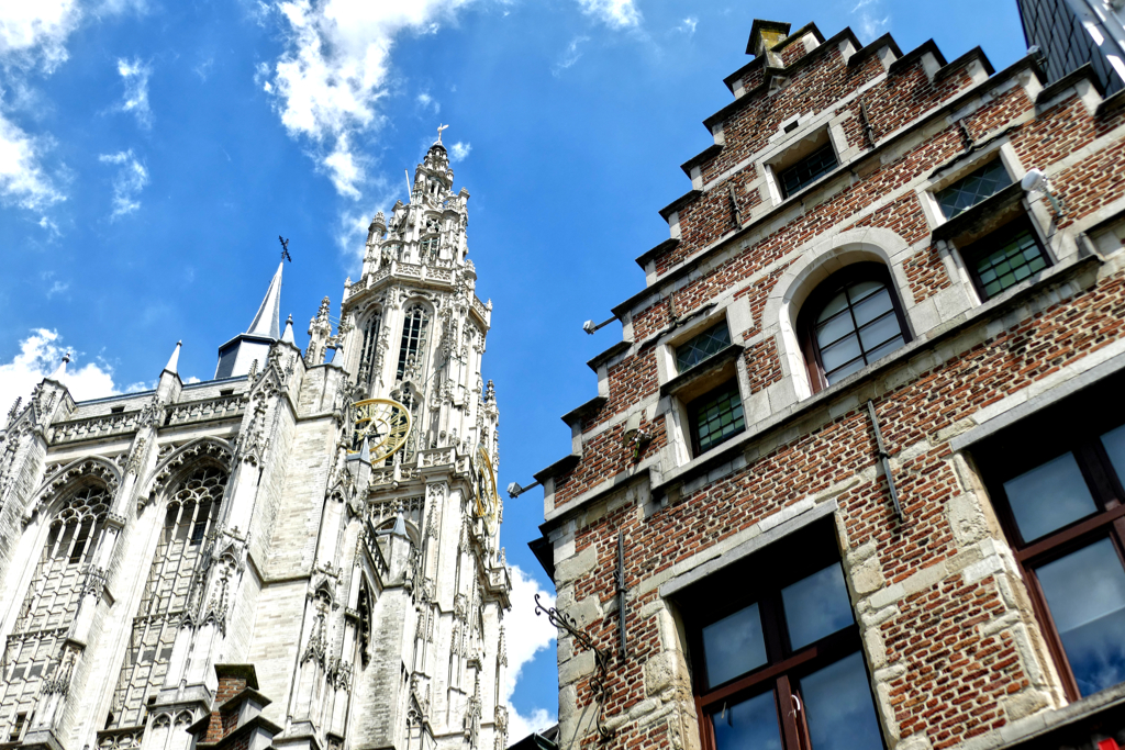 Cathedral of Our Lady in Antwerp, seen from the Groeneplaats.