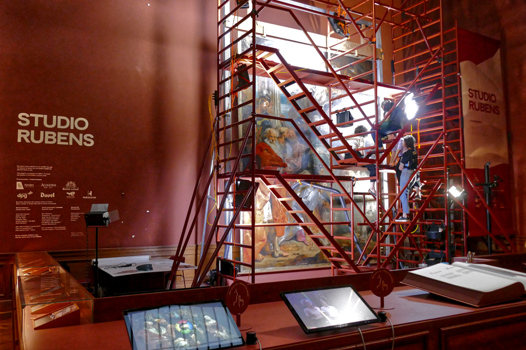 Live conservation project at the KMSKA: Peter Paul Rubens monumental altarpiece The Adoration of the Magi is being restored on-site.