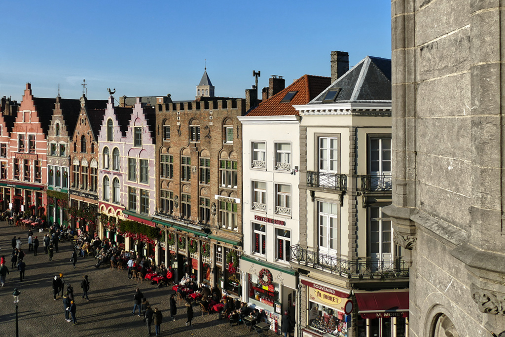 View of the Grote Markt, Bruges’ main square, from the balcony of the Duvelorium.