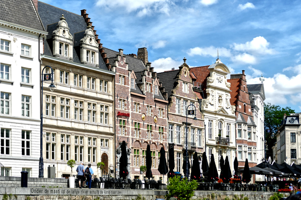 historic row of houses on the Korenlei in Ghent.