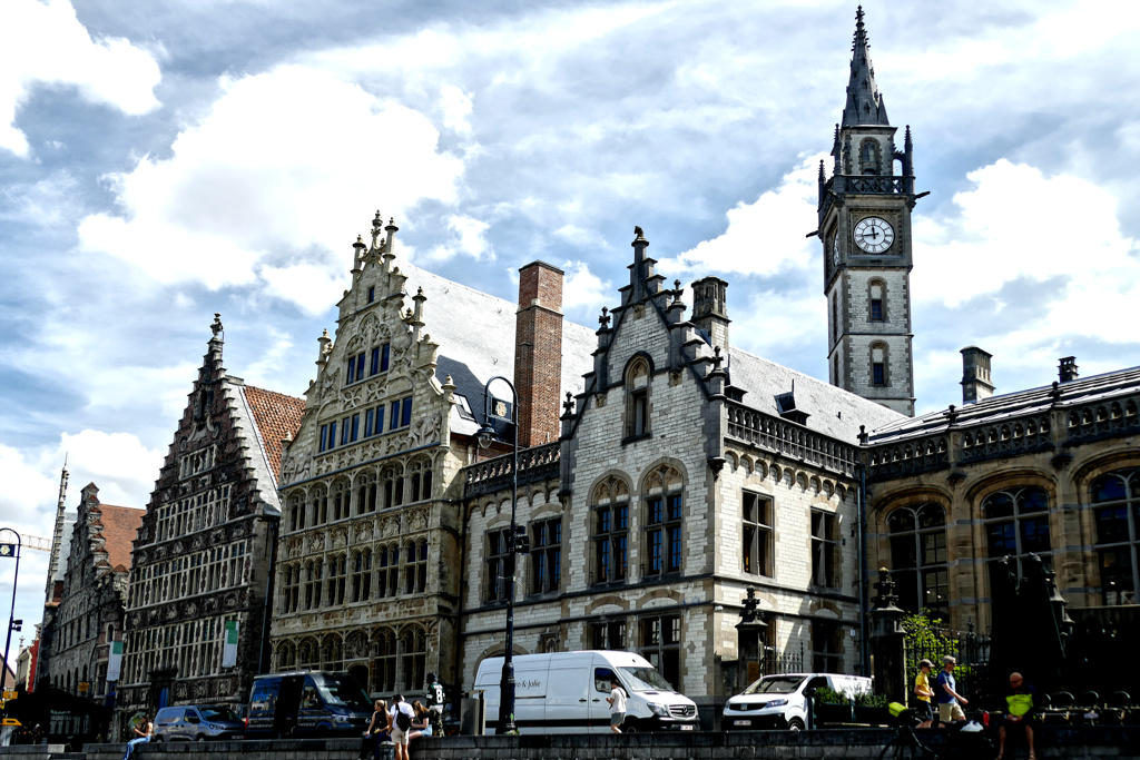 Historic row of houses on the Graslei in Ghent.