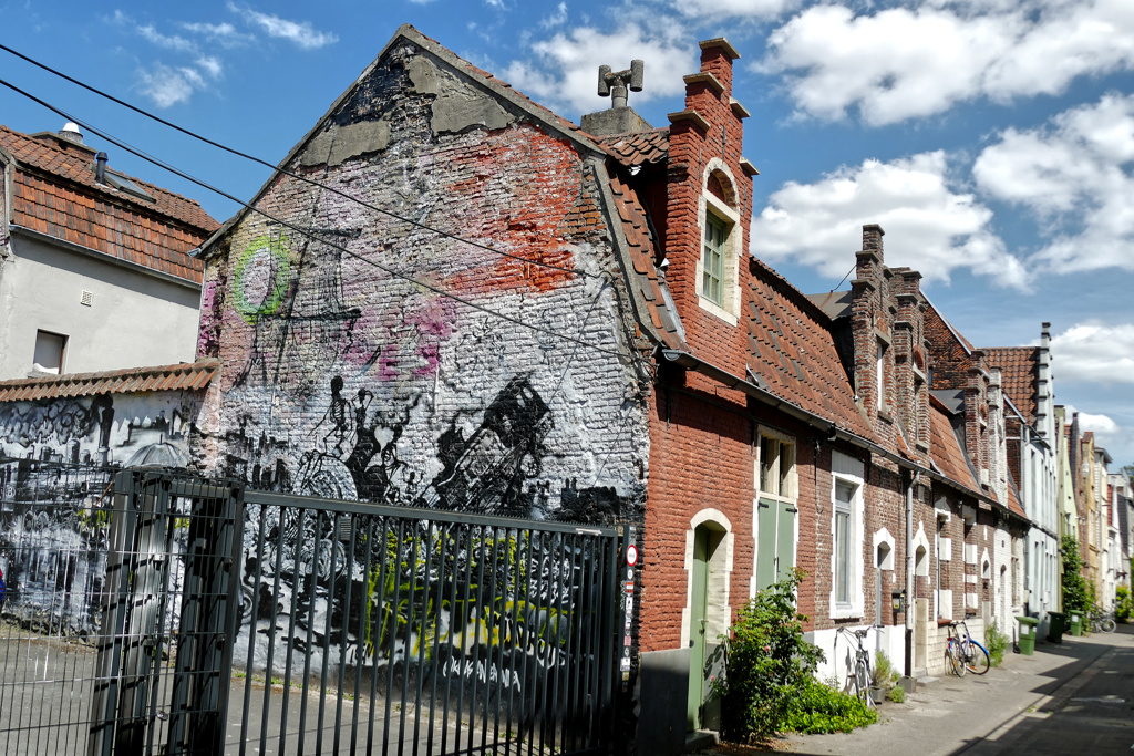 Street with Graffiti in Ghent.