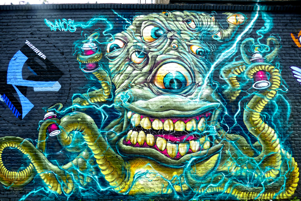 Street-Art-Künstler Leandro Raios at the Zomerfabriek in Antwerp.