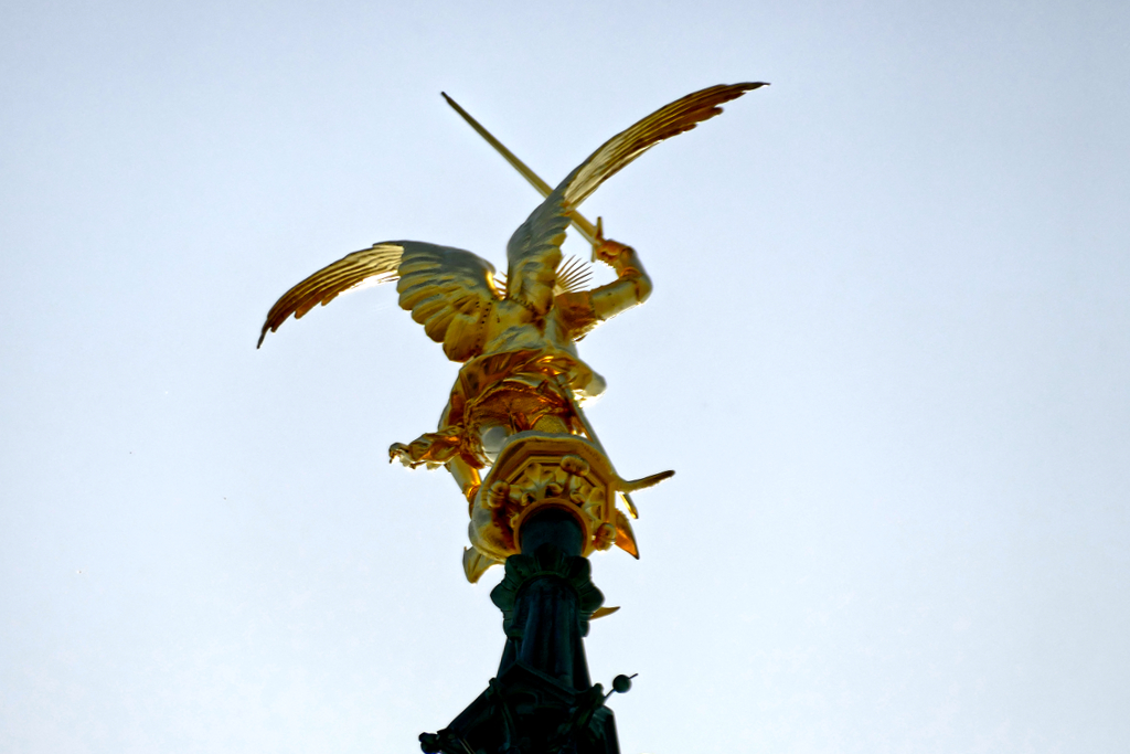 A gilded statue of the Archangel Michael on Mont-Saint-Michel.