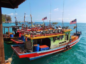 Fishing Boats around Pulau Perhentian in Malaysia