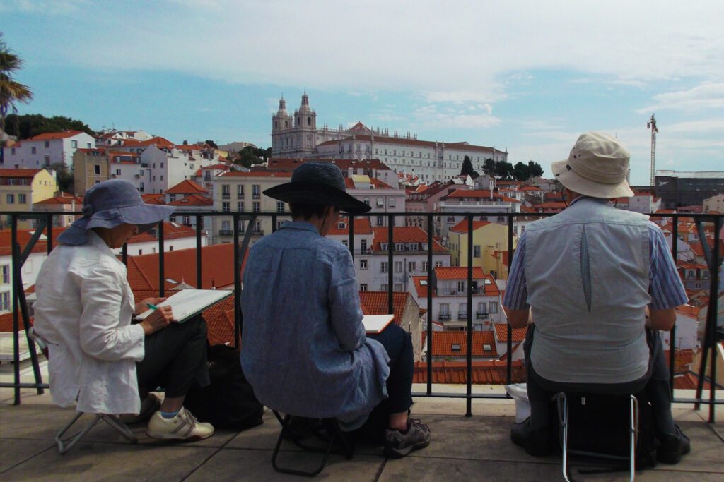 Tourists Painting Lisbon