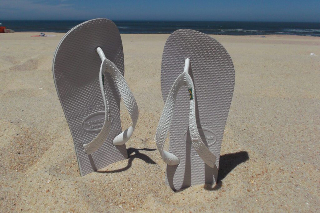 Flip flops on the beach of Figueira da Foz